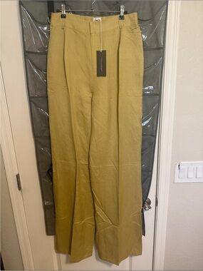 NWT amalli Talli Wide Leg Linen-Blend Pants in Mustard